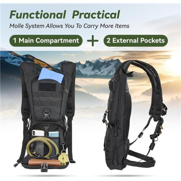 Tactical Molle HydrationPack Backpack with 3L TPU Water Bladder,Military Daypack - Picture 4 of 7